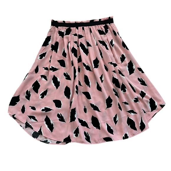 Ann Taylor Loft pink & black feather print midi skirt size S NWT - Picture 1 of 7